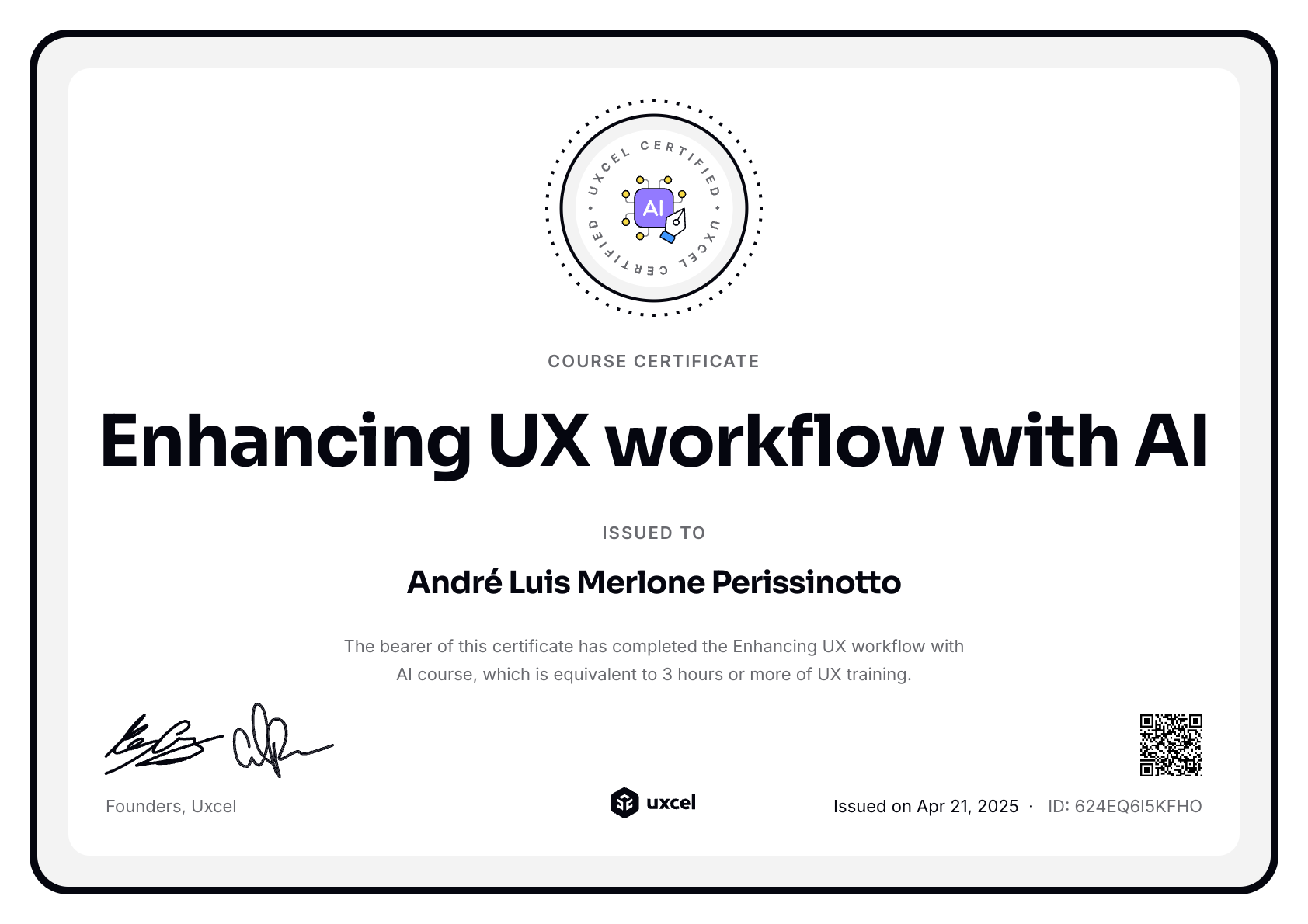 André Luis Merlone Perissinotto's certificate